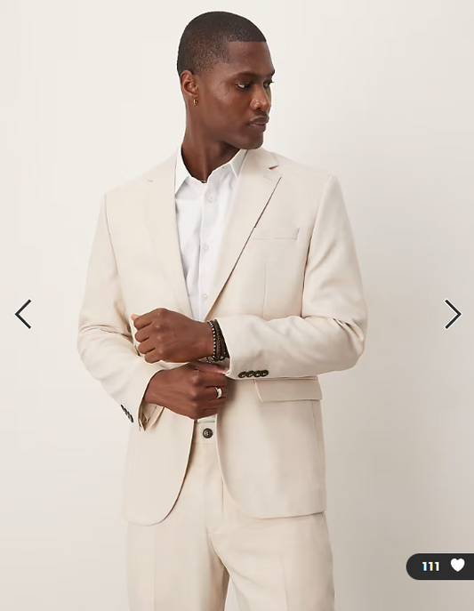Asos - Selected wool blend regular fit blazer in cream
