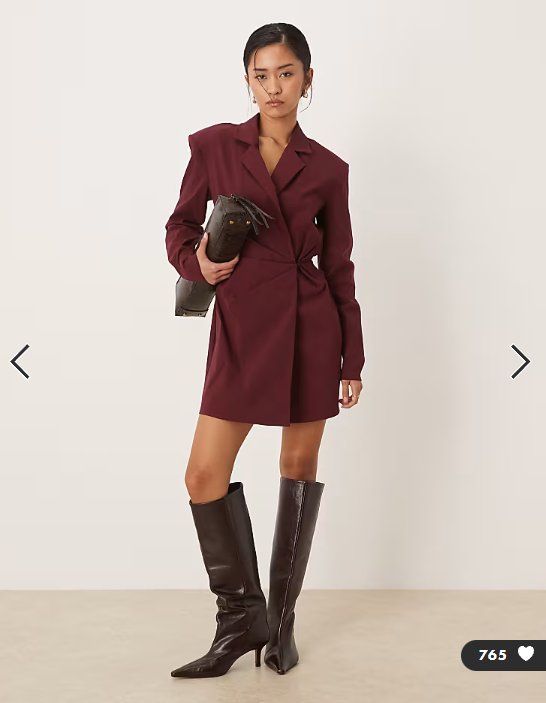 ASOS DESIGN cinched blazer mini dress in deep burgundy
