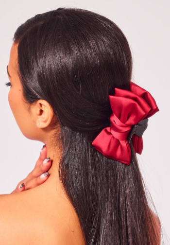 Cherry Red Bow Claw Clip