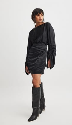 Na-kd Draped Detail Satin Dress Black