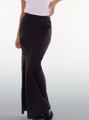 Black Cotton Jersey Split Side Drapey Maxi Skirt