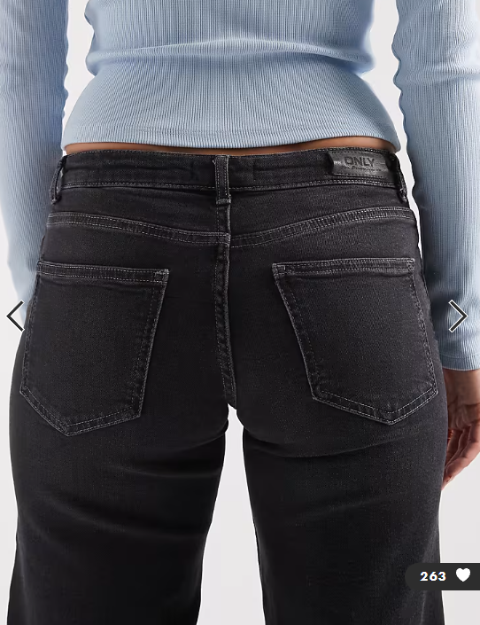 ONLY Judy low rise wide leg jeans in washed black