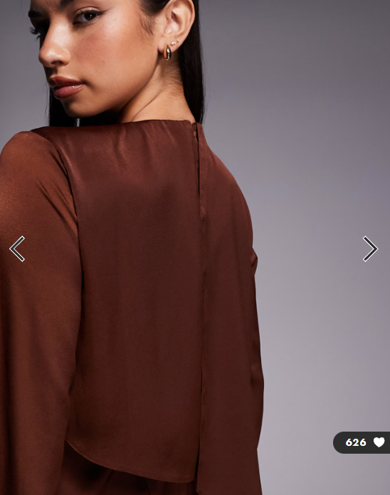 ASOS DESIGN satin long sleeve cape detail maxi dress in chocolate