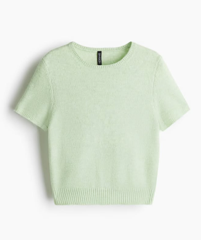 H&M - FINE-KNIT T-SHIRT Green