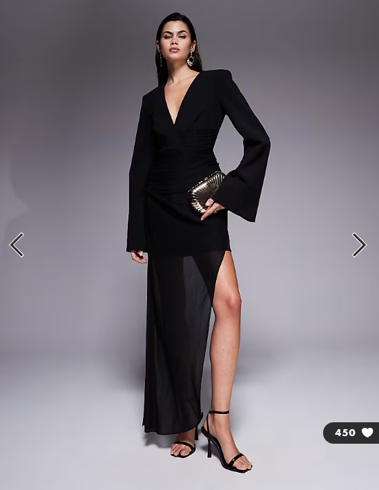 ASOS DESIGN mock blazer mini dress with shoulder pads and mesh overlay in black