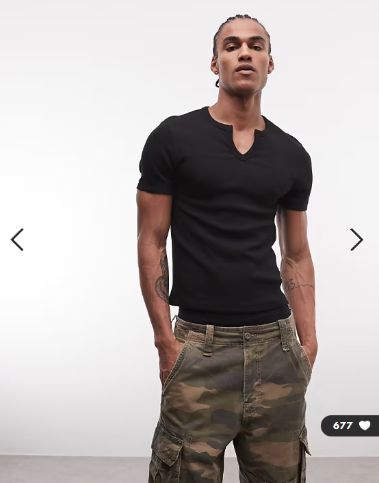 COLLUSION notch neck short sleeve t-shirt in black.