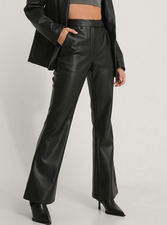 Flared PU pants