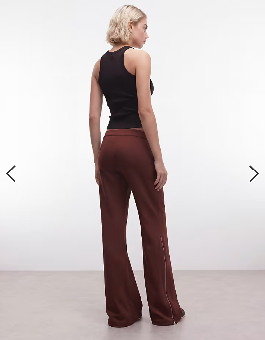 Weekday flared trousers with side zip detail in rust red