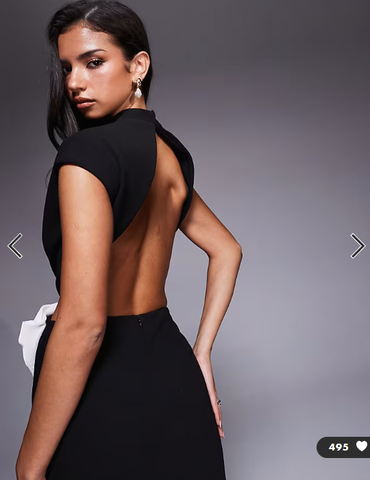 ASOS LUXE cut out maxi dress with contrast bow in black