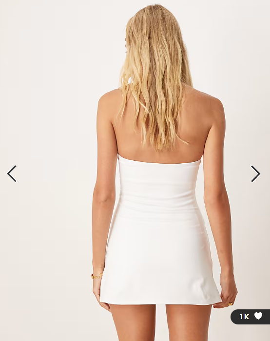 4505 active halter neck tennis dress with under shorts in white