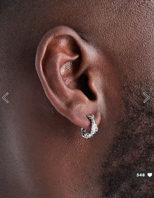 ASOS DESIGN molten hammered hoop earrings in silver