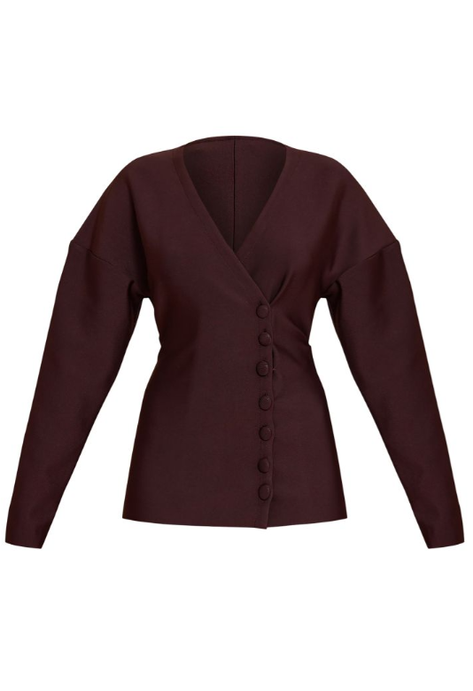 Dark Brown Bandage Button Up Cardigan Playsuit