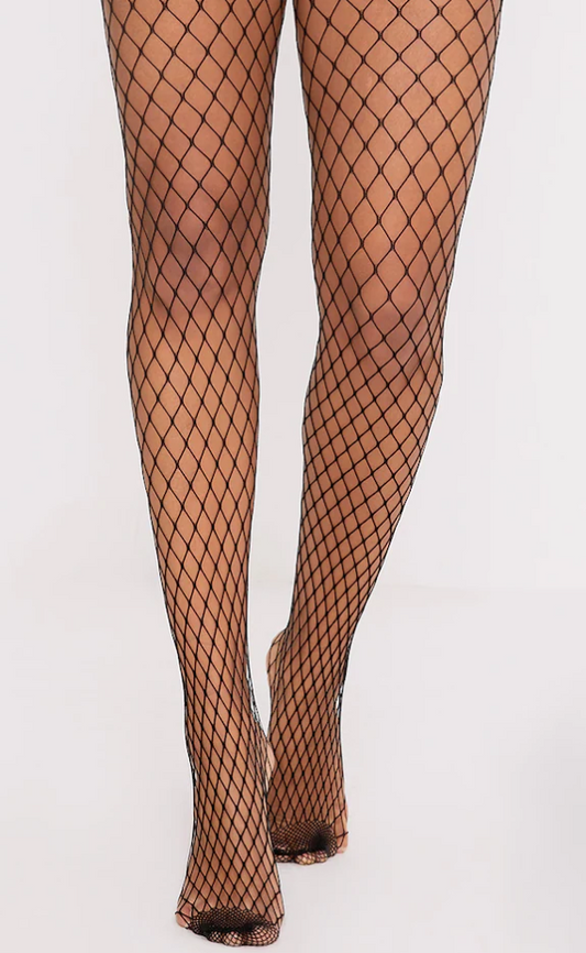 Kelsie Black Medium Net Fishnet Tights