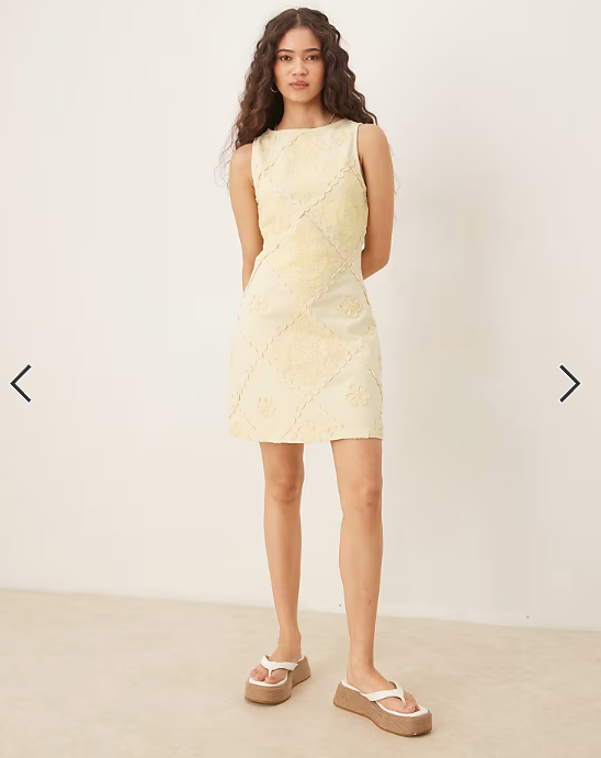 ASOS DESIGN crochet patchwork sleeveless mini dress in buttermilk