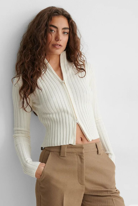 NAKD -Ribbed Zip-Front Cardigan