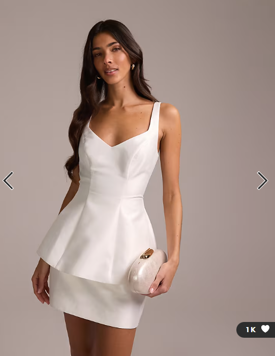 ASOS DESIGN structured peplum wedding mini dress in ivory