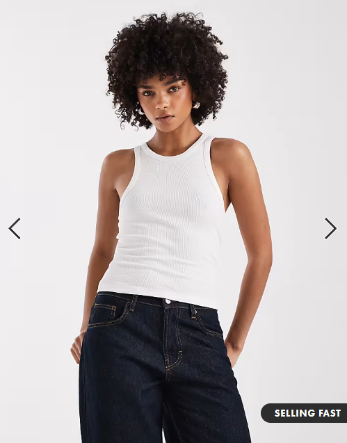 COLLUSION ribbed racer vest in white