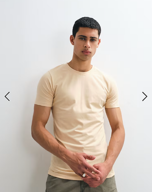 Jack & Jones muscle fit T-shirt in beige.