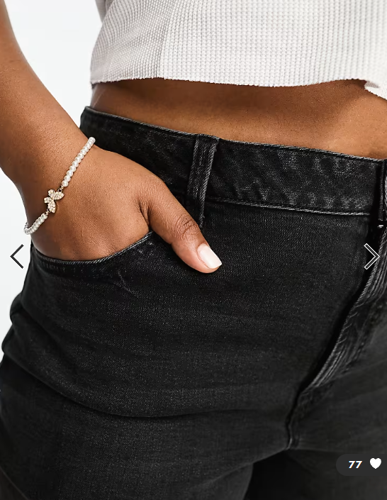ASOS DESIGN Curve slim fit comfort mom jeans in washed black