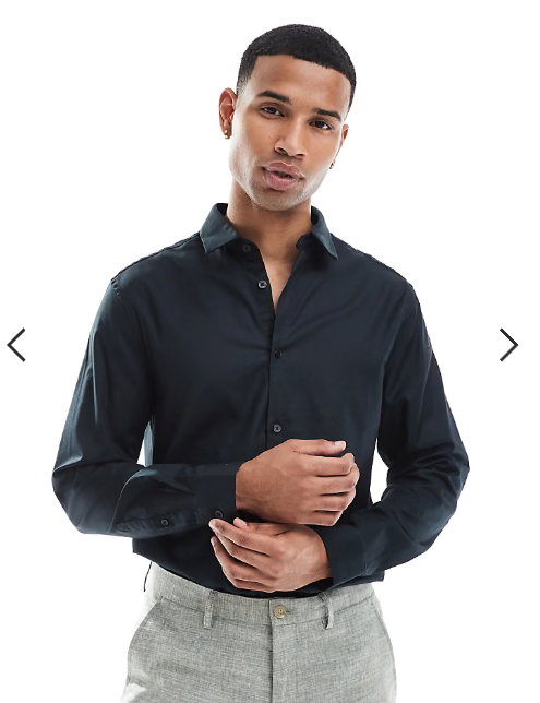 ASOS DESIGN formal easy iron twill regular shirt in black