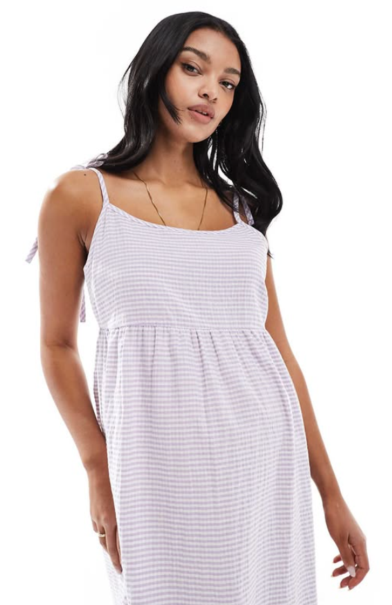 Mamalicious - maternity cotton midi dress in lilac