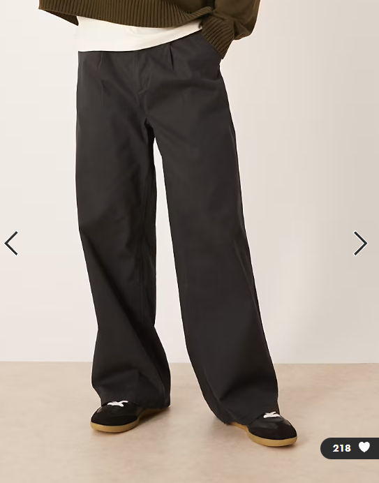 ASOS DESIGN loose chinos in black with pleats