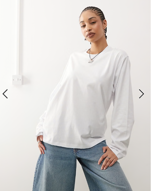 Weekday oversized boxy fit long sleeve t-shirt in white