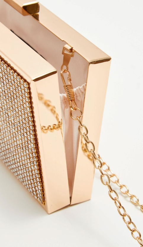 Plt - Gold Diamante Box Clutch