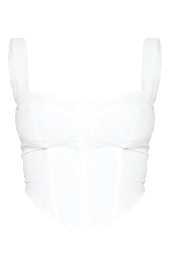Shape White Woven Corset Crop Top