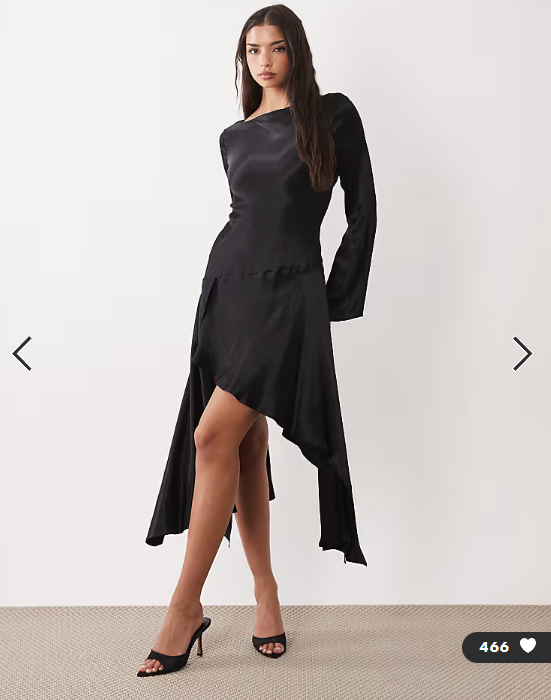 ASOS DESIGN slash neck waterfall mini dress in black