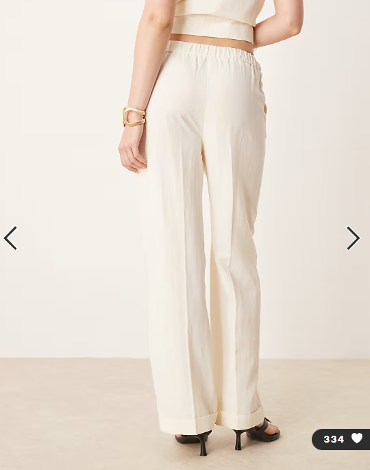 ASOS DESIGN tailored straight leg trousers with linen co-ord in ivory