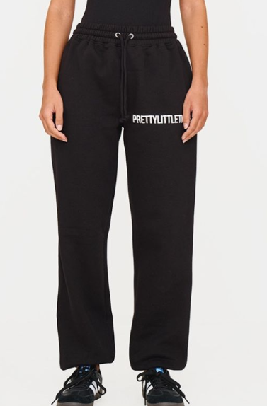 Black Puff Print High Waist Cuffed Jogger