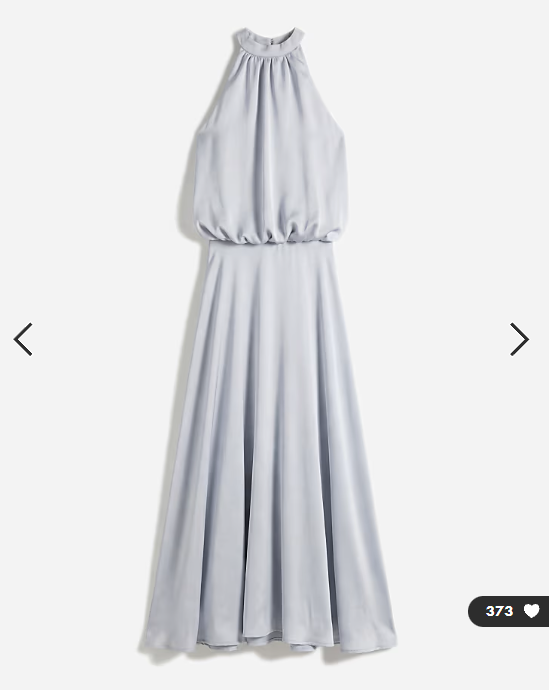 Gina Tricot satin halterneck maxi dress in light blue