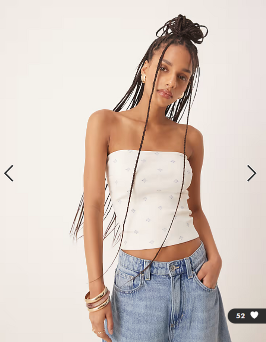 Gina Tricot bandeau tube top in cream greek paisley print