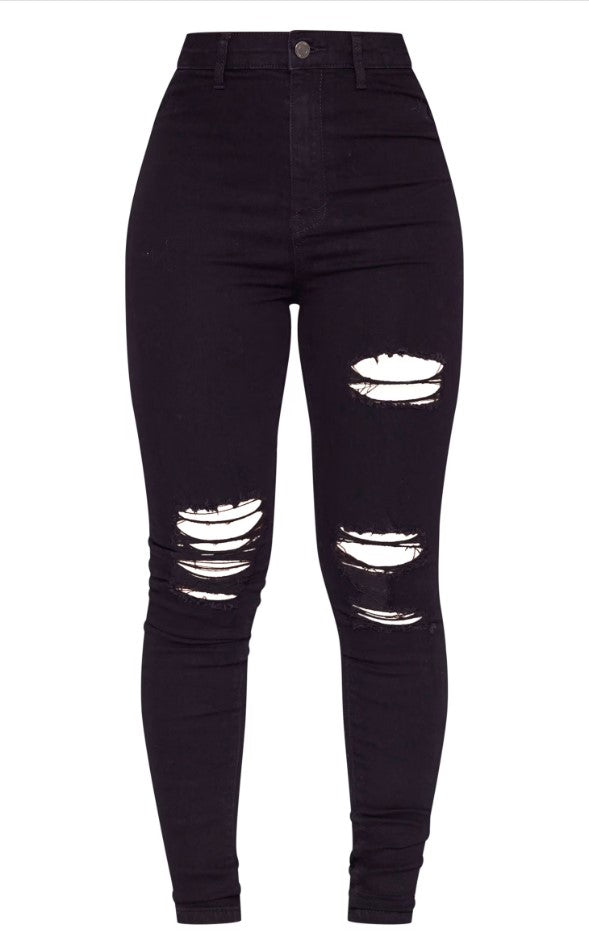 Black Ripped Disco Skinny Jeans