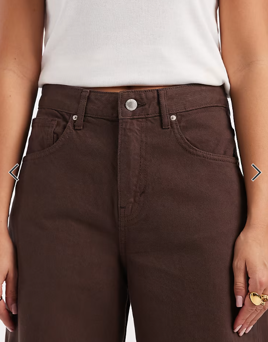 ONLY Taylor high waist barrel jeans in dark brown denim