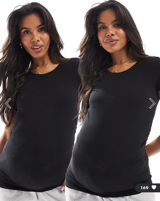 ONLY Maternity 2-pack short sleeve t-shirt in black