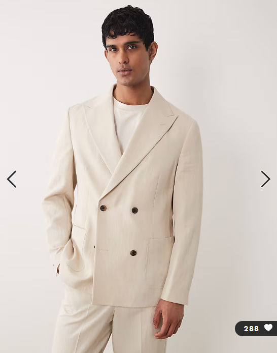 ASOS DESIGN double breasted regular suit blazer in cream