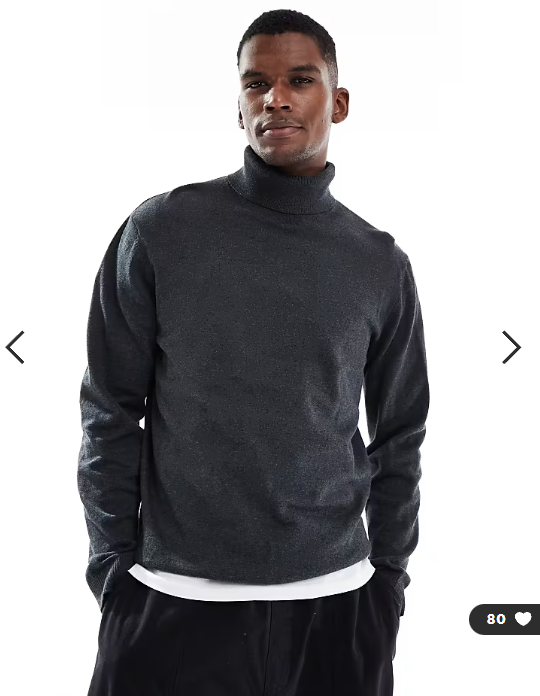 Jack & Jones roll neck jumper in dark grey