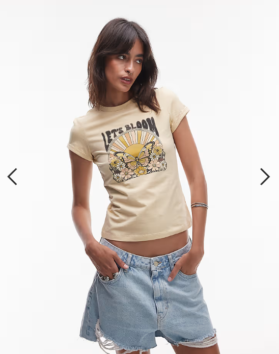 & Other Stories graphic cap sleeve t-shirt in buttermilk yellow