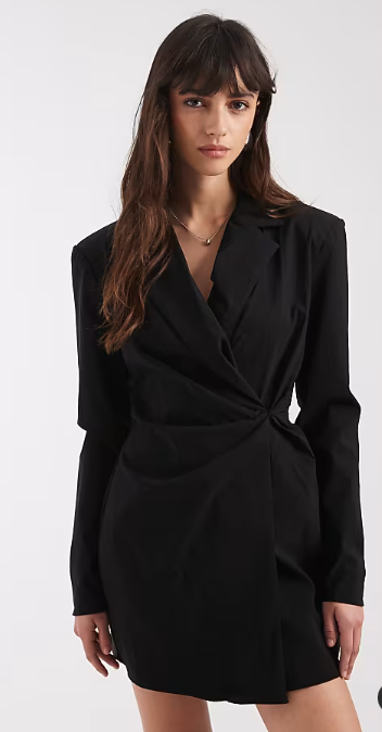 ASOS DESIGN cinched blazer mini dress in black