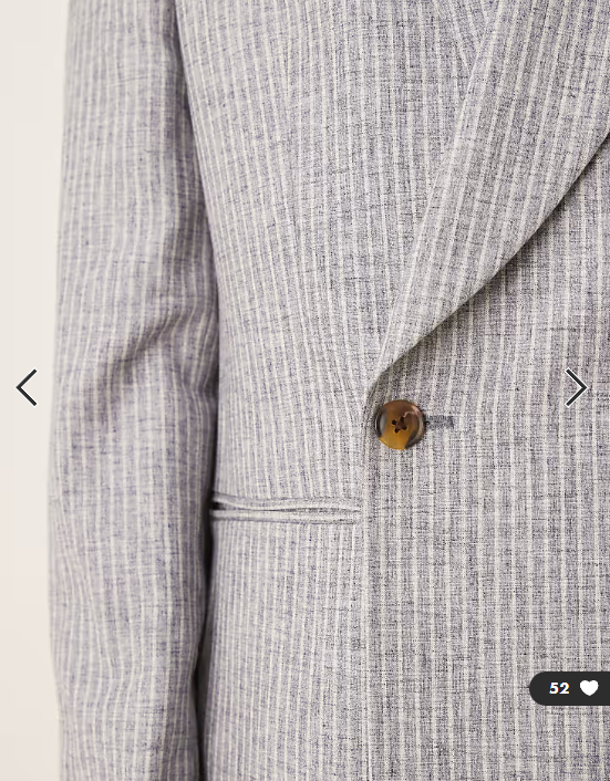 ASOS DESIGN linen blend double breasted regular suit jacket in blue stripe