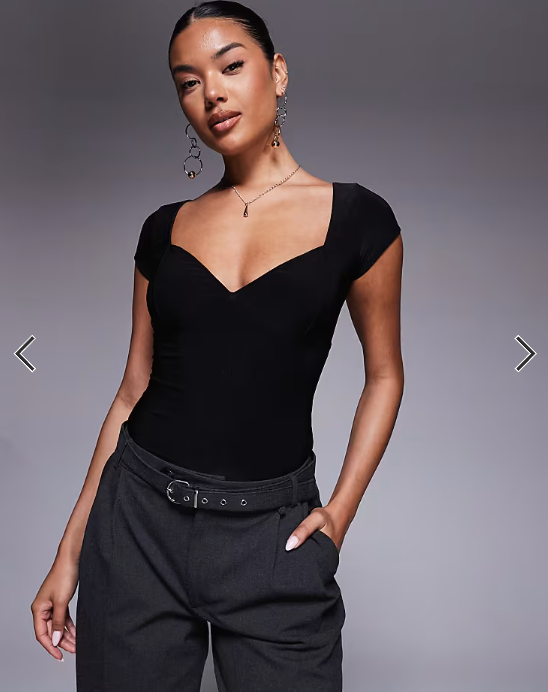 Fashionkilla slinky double layered cap sleeve top in black