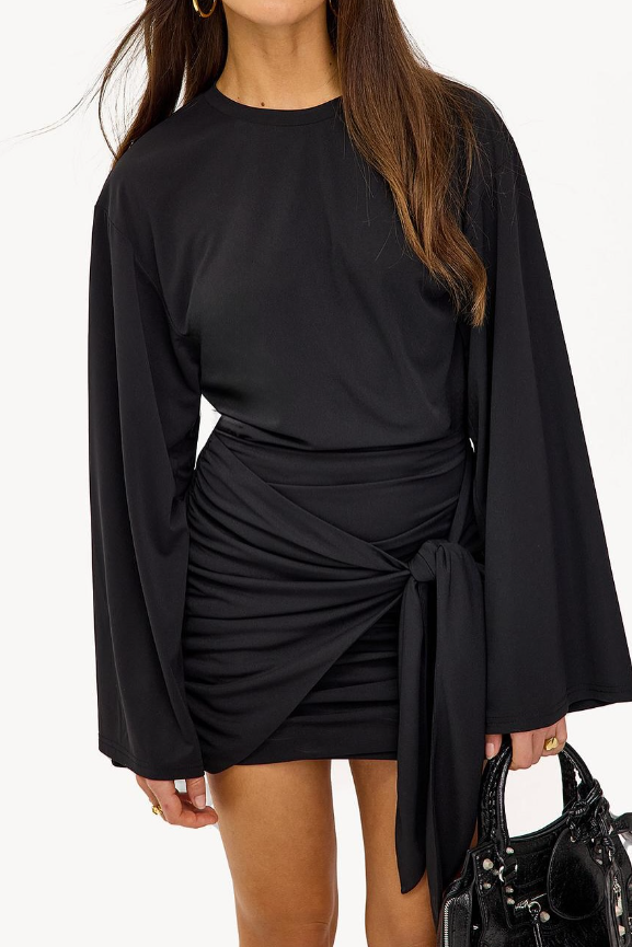 Loavies - Perfectly yours always Black dress with pleats and bow detail