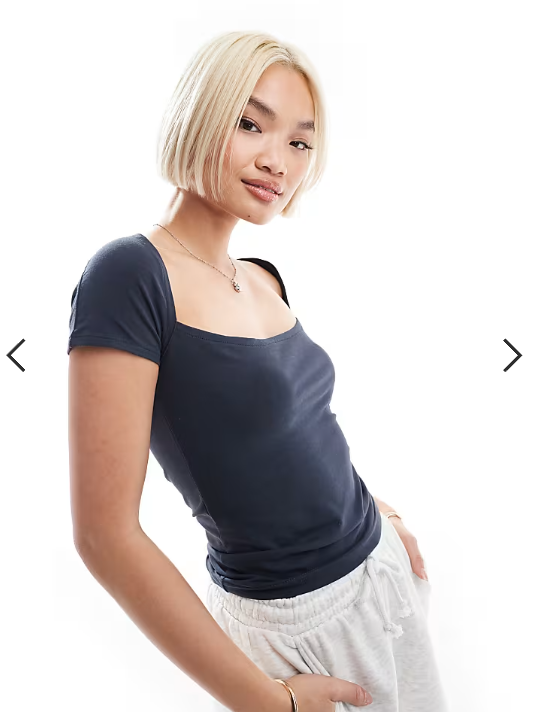 Daisy Street square neck jersey top in charcoal