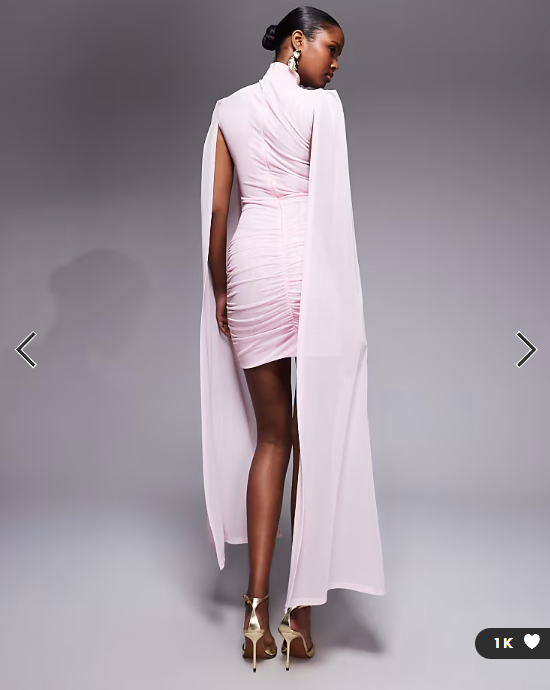 Ruched & Ready sculpting mesh off shoulder wide sleeve twist skirt detail mini dress in baby pink
