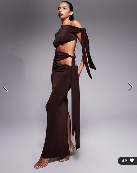 Wanderdoll Noa Premium Textured Slinky Drape Tie Dress