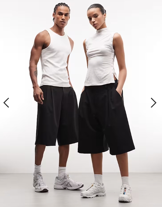 COLLUSION Unisex tailored jort in black