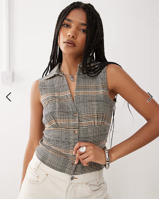 COLLUSION tailored button through shirt in mixed check