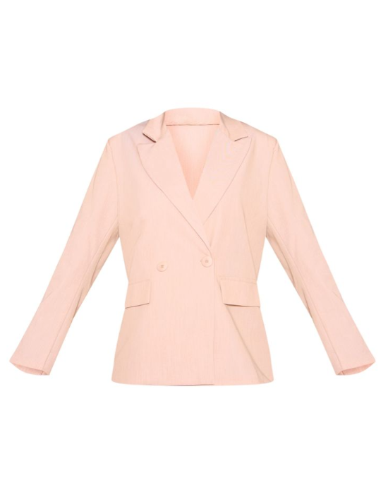 Plt - Camel Double Breasted Oversized Longline Blazer